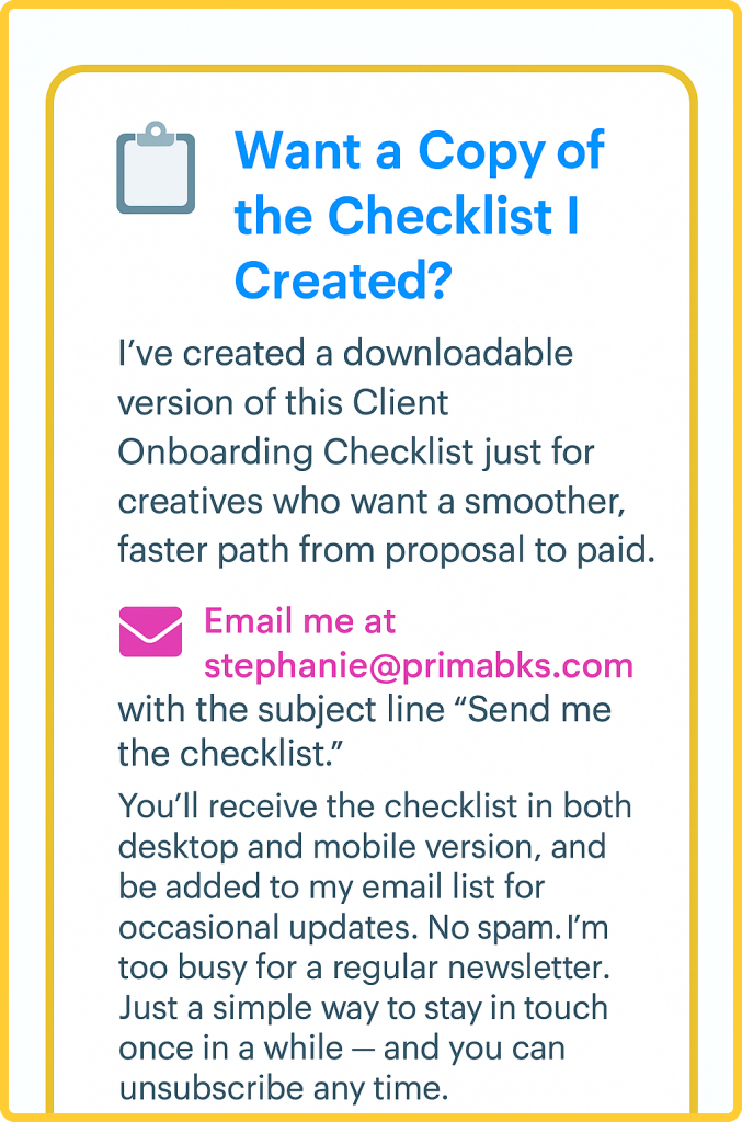 Offer to request digital copy of Client Onboarding Checklist